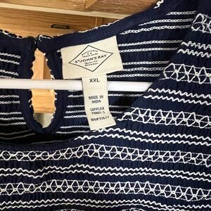 St. John's Bay Navy and White Patterned Blouse